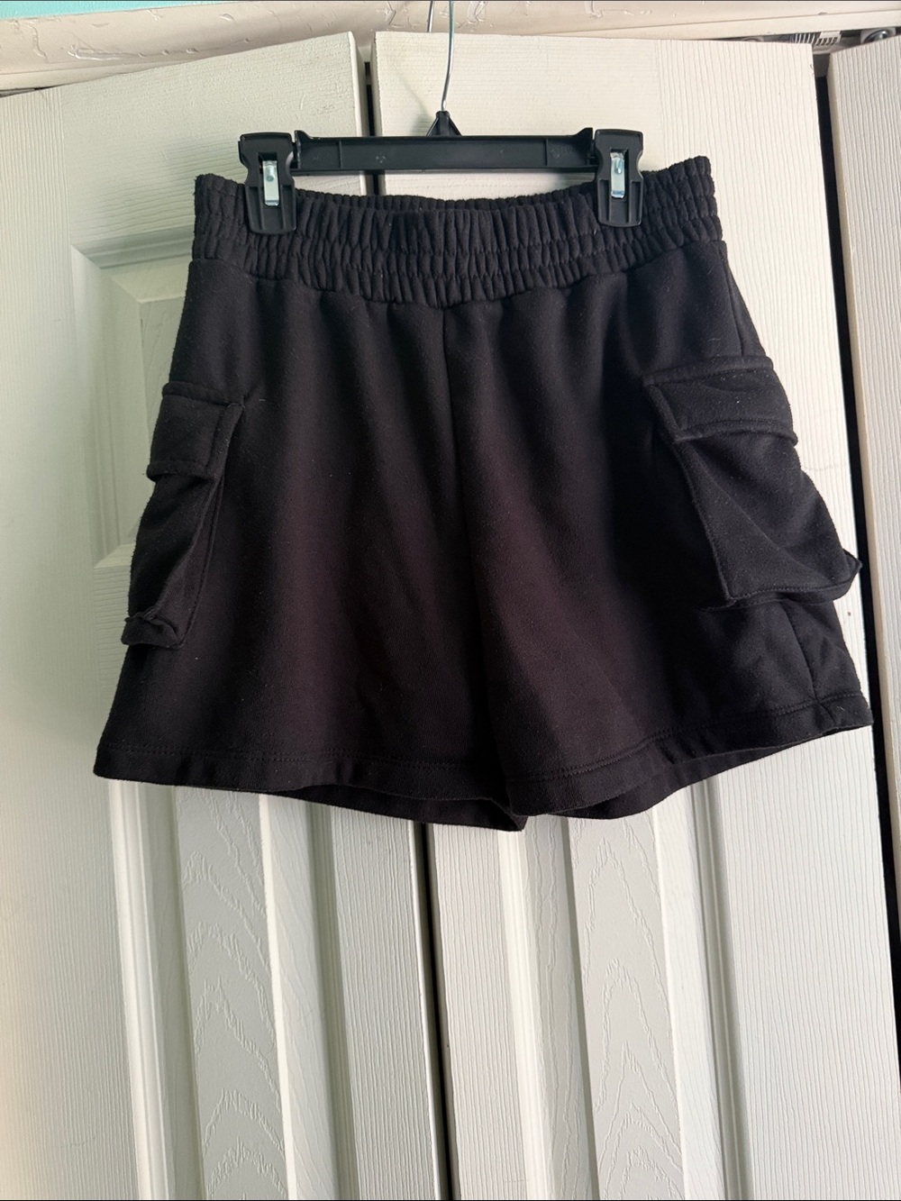 Love Black Cargo Pocket Elastic Waist Shorts